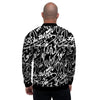 Black And White Graffiti Doodle Text Print Men's Bomber Jacket-grizzshop