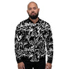 Black And White Graffiti Doodle Text Print Men's Bomber Jacket-grizzshop