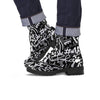 Black And White Graffiti Doodle Text Print Men's Boots-grizzshop