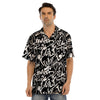 Black And White Graffiti Doodle Text Print Men’s Hawaiian Shirt-grizzshop