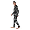 Black And White Graffiti Doodle Text Print Men's Pajamas-grizzshop