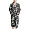 Black And White Graffiti Doodle Text Print Men's Robe-grizzshop