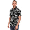 Black And White Graffiti Doodle Text Print Men's Short Sleeve Shirt-grizzshop