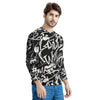 Black And White Graffiti Doodle Text Print Men's Sweatshirt-grizzshop