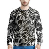 Black And White Graffiti Doodle Text Print Men's Sweatshirt-grizzshop