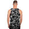 Black And White Graffiti Doodle Text Print Men's Tank Tops-grizzshop