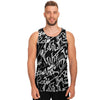 Black And White Graffiti Doodle Text Print Men's Tank Tops-grizzshop