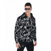 Black And White Graffiti Doodle Text Print Men's Zip Up Hoodie-grizzshop