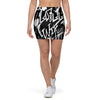 Black And White Graffiti Doodle Text Print Mini Skirt-grizzshop