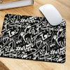 Black And White Graffiti Doodle Text Print Mouse Pad-grizzshop