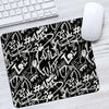 Black And White Graffiti Doodle Text Print Mouse Pad-grizzshop