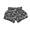 Black And White Graffiti Doodle Text Print Muay Thai Boxing Shorts-grizzshop