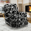 Black And White Graffiti Doodle Text Print Recliner Cover-grizzshop