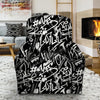 Black And White Graffiti Doodle Text Print Recliner Cover-grizzshop