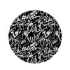 Black And White Graffiti Doodle Text Print Round Rug-grizzshop