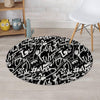 Black And White Graffiti Doodle Text Print Round Rug-grizzshop