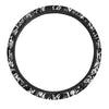 Black And White Graffiti Doodle Text Print Steering Wheel Cover-grizzshop