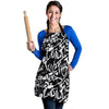 Black And White Graffiti Doodle Text Print Women's Apron-grizzshop