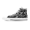 Black And White Graffiti Doodle Text Print Women's High Top Shoes-grizzshop
