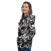 Black And White Graffiti Doodle Text Print Women's Hoodie-grizzshop