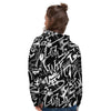 Black And White Graffiti Doodle Text Print Women's Hoodie-grizzshop