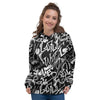 Black And White Graffiti Doodle Text Print Women's Hoodie-grizzshop