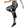 Black And White Graffiti Doodle Text Print Women's Leggings-grizzshop