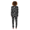 Black And White Graffiti Doodle Text Print Women's Pajamas-grizzshop