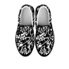 Black And White Graffiti Doodle Text Print Women's Slip On Sneakers-grizzshop