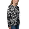 Black And White Graffiti Doodle Text Print Women's Sweatshirt-grizzshop