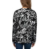 Black And White Graffiti Doodle Text Print Women's Sweatshirt-grizzshop