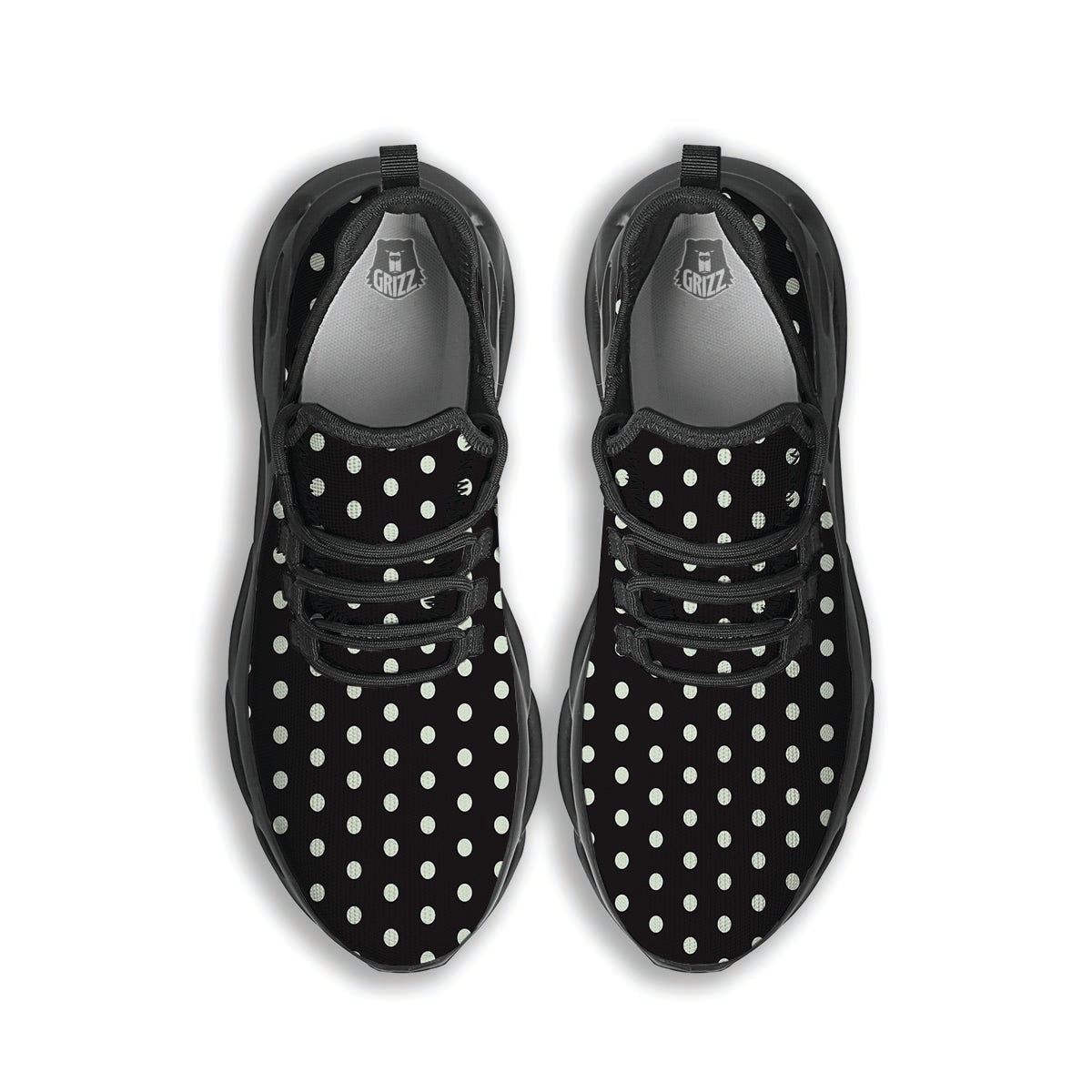 Black And White Polka Dot Black Running Shoes-grizzshop