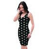 Black And White Polka Dot Bodycon Dress-grizzshop