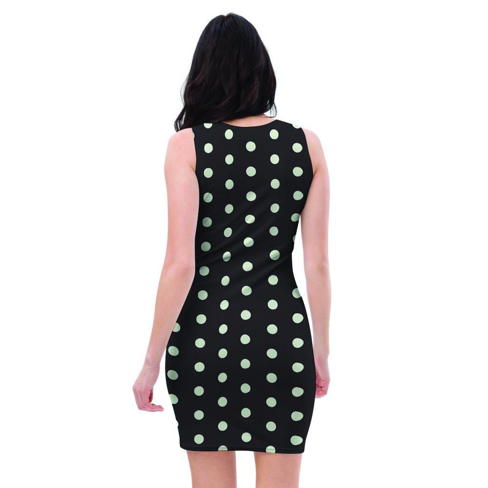 Black And White Polka Dot Bodycon Dress-grizzshop