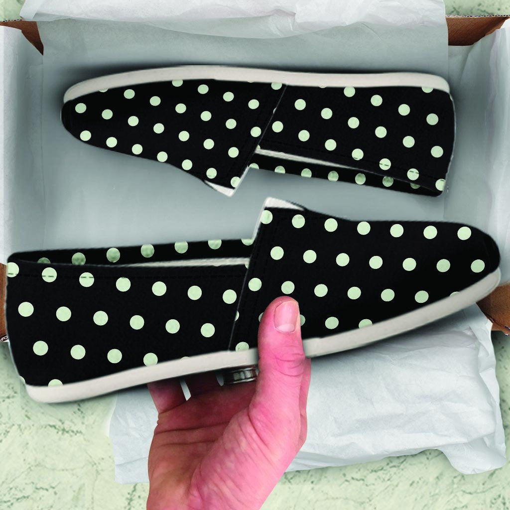 Black And White Polka Dot Canvas Shoes-grizzshop