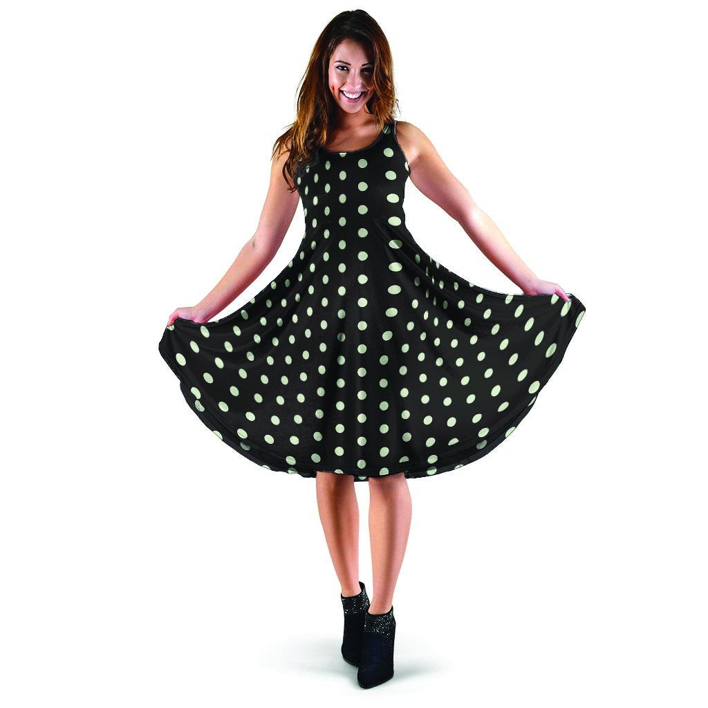 Black And White Polka Dot Dress-grizzshop