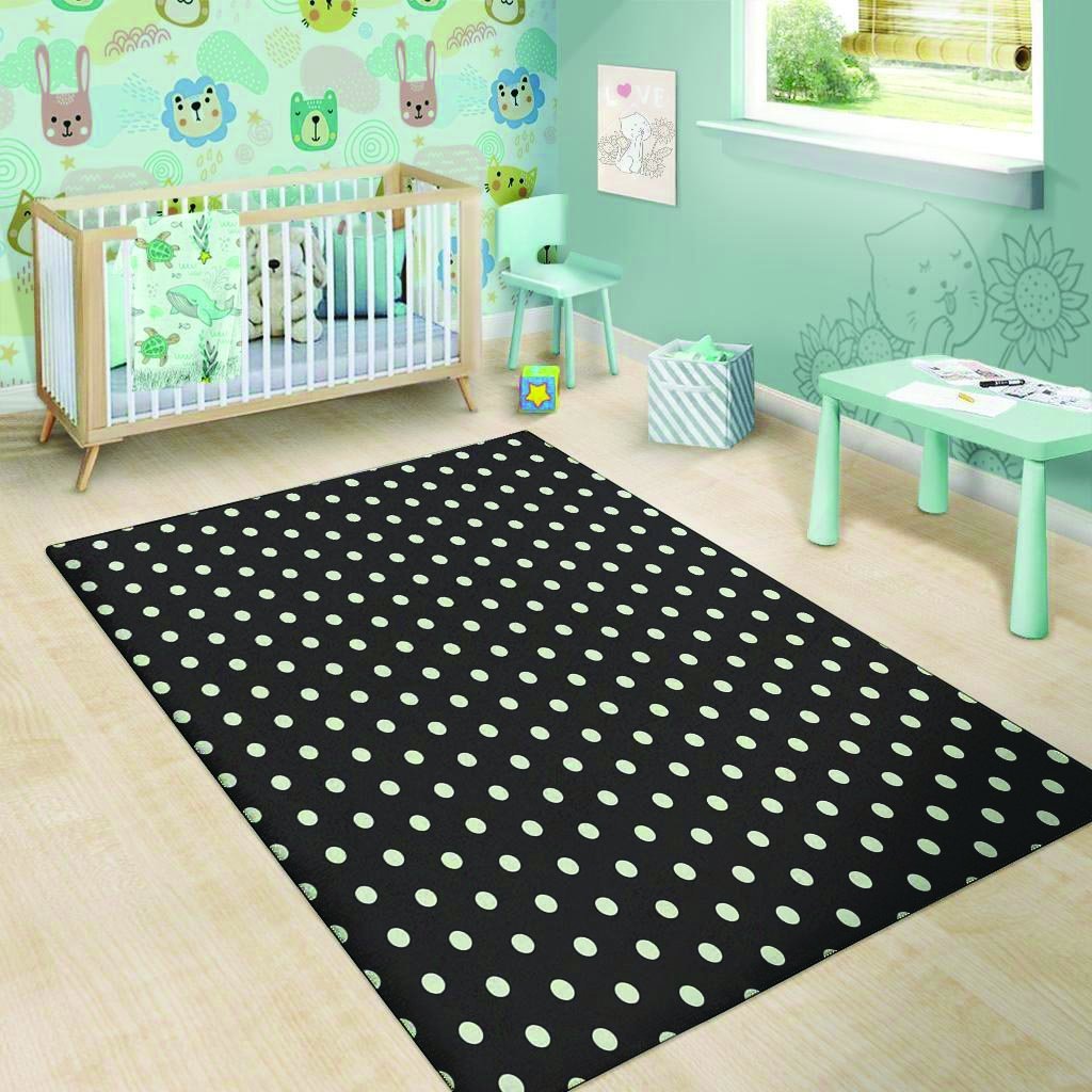 Black And White Polka Dot Floor Mat-grizzshop