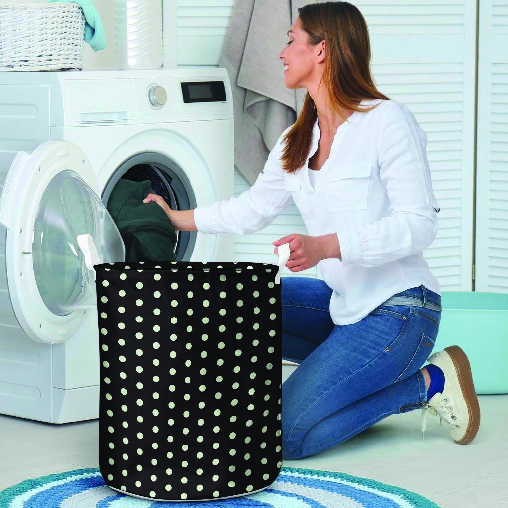 Black And White Polka Dot Laundry Basket-grizzshop