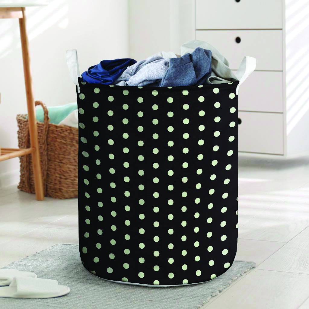 Black And White Polka Dot Laundry Basket-grizzshop