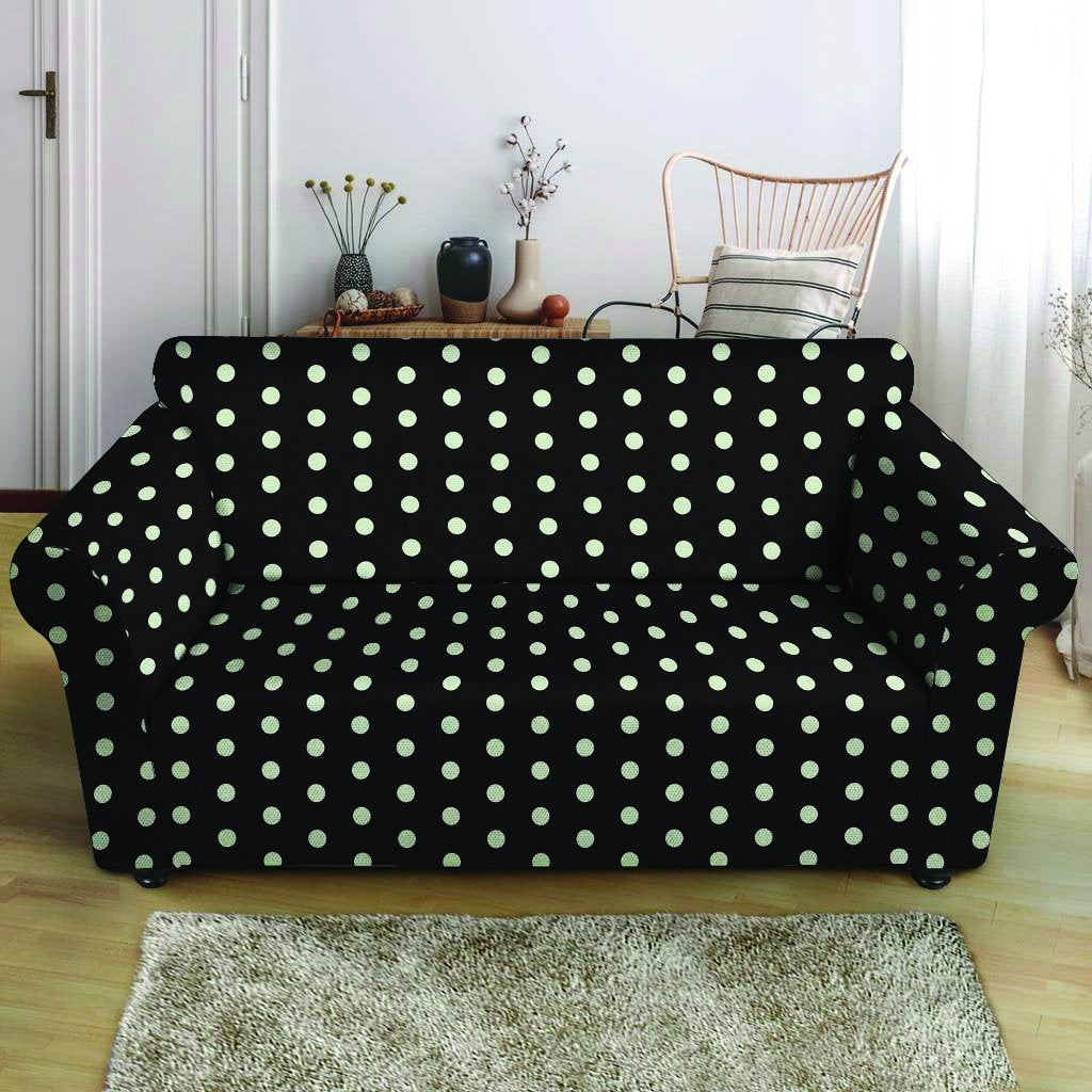 Black And White Polka Dot Loveseat Cover-grizzshop