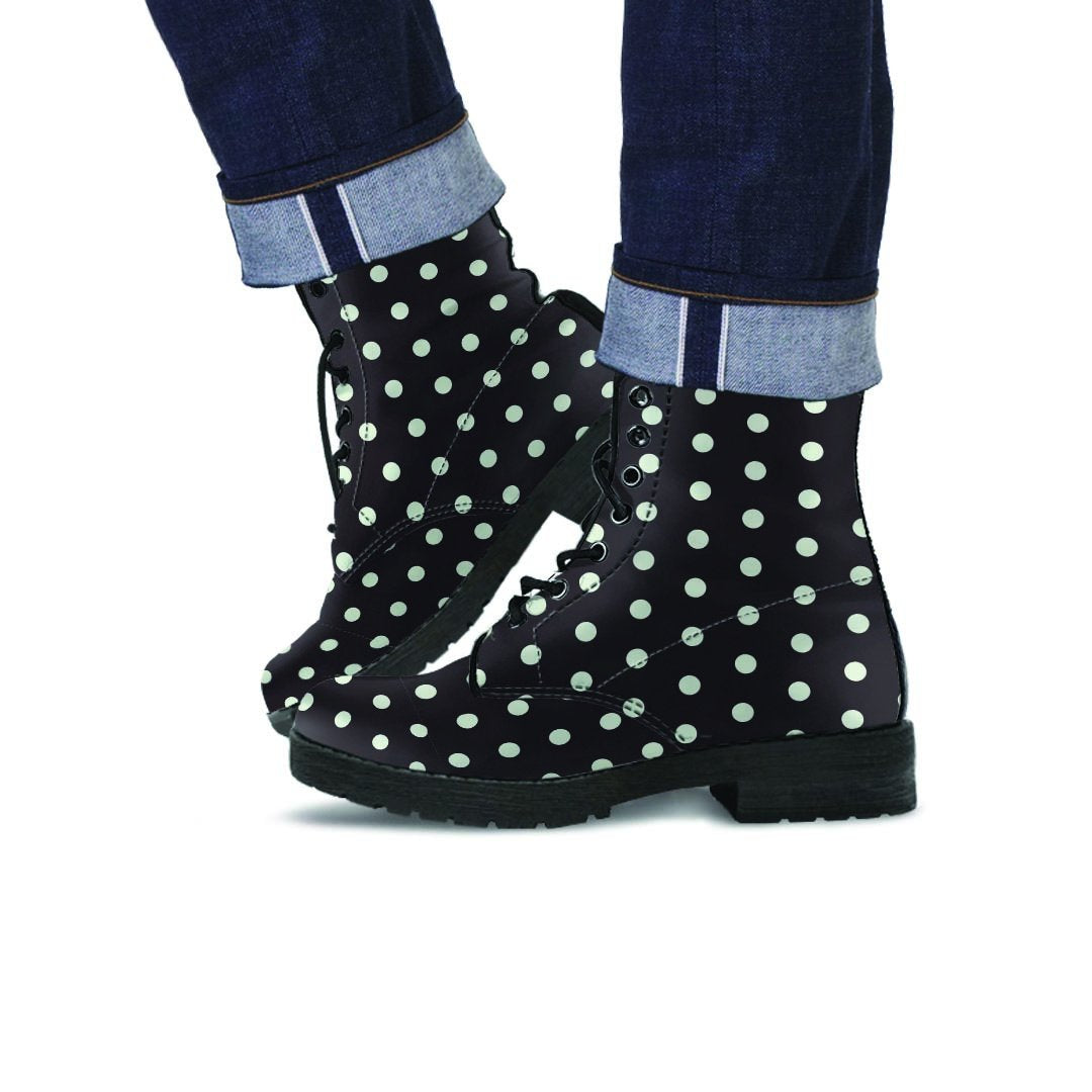 Black And White Polka Dot Men's Boots-grizzshop