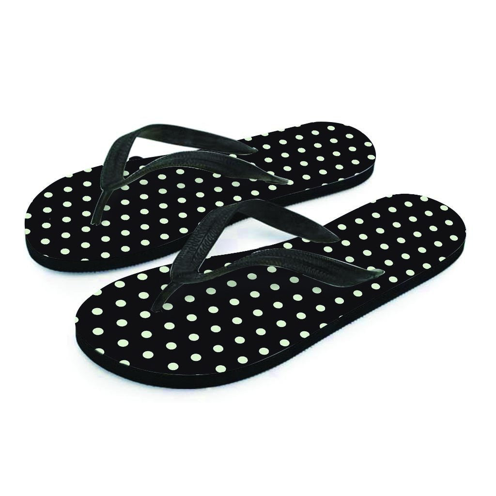 Black And White Polka Dot Men's Flip Flops-grizzshop