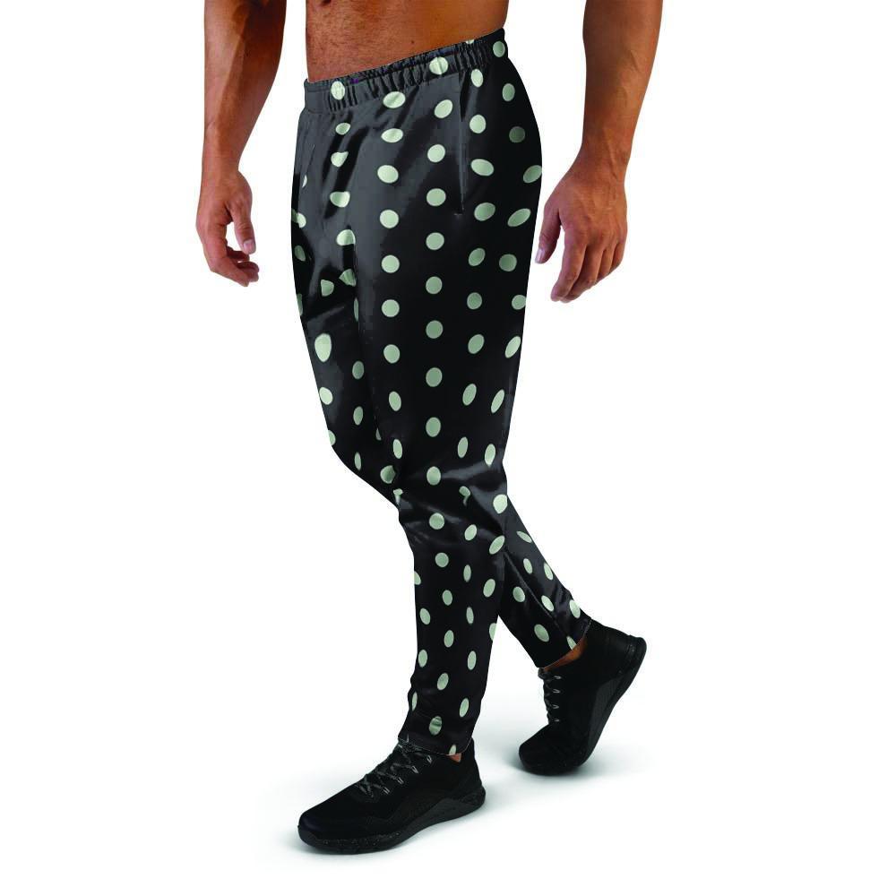 Black And White Polka Dot Men's Joggers-grizzshop