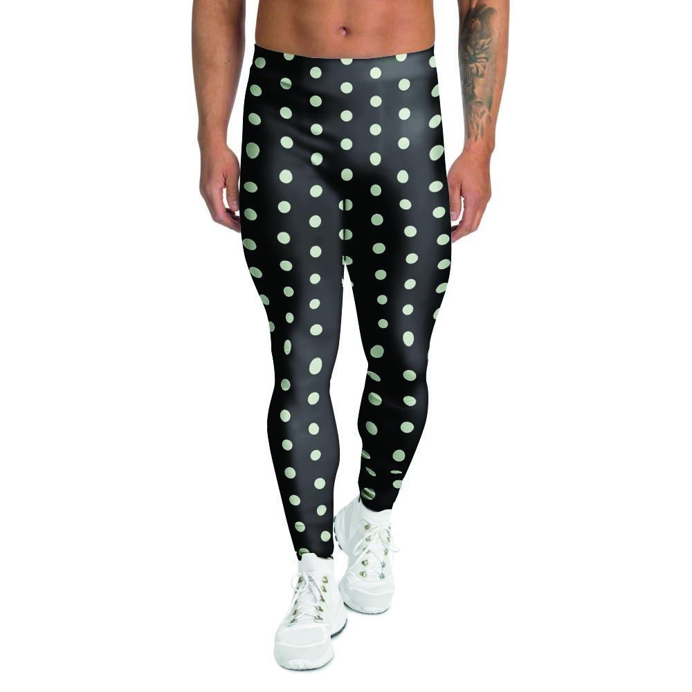 Black And White Polka Dot Men's Leggings-grizzshop