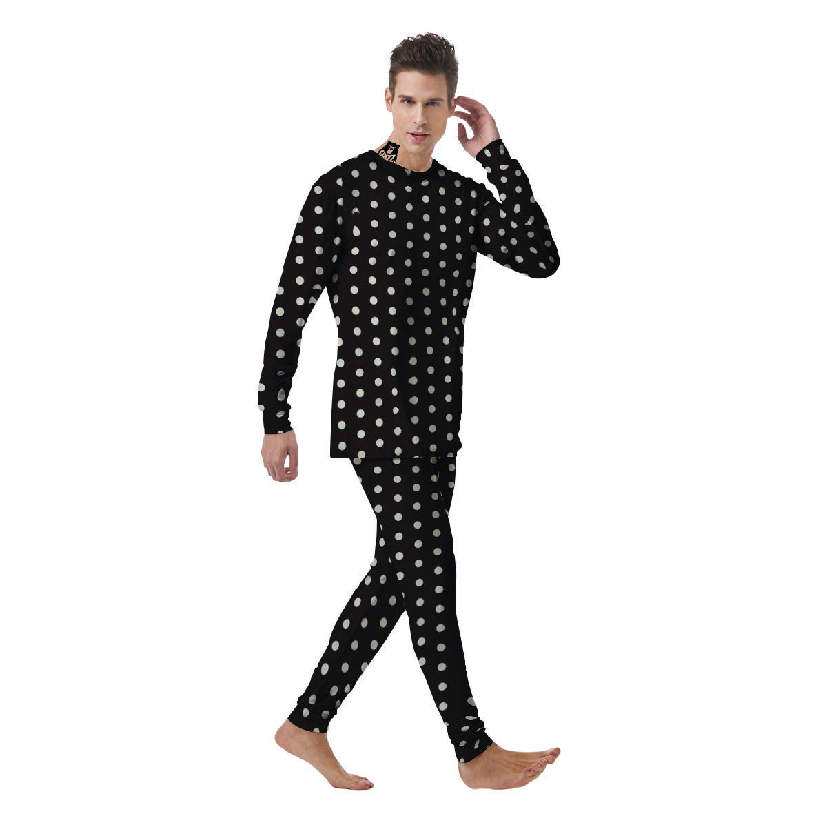 Black And White Polka Dot Men's Pajamas-grizzshop