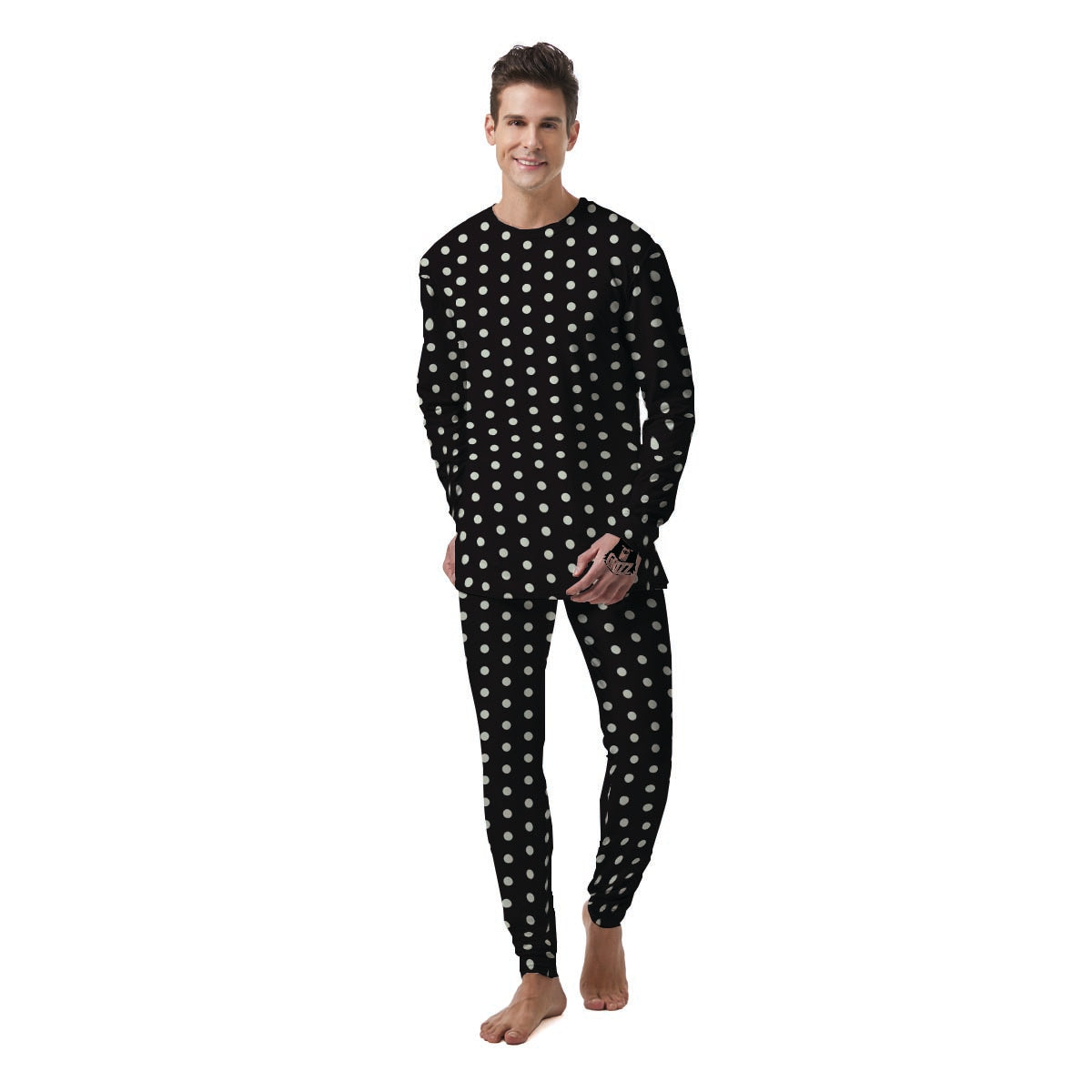 Black And White Polka Dot Men's Pajamas-grizzshop