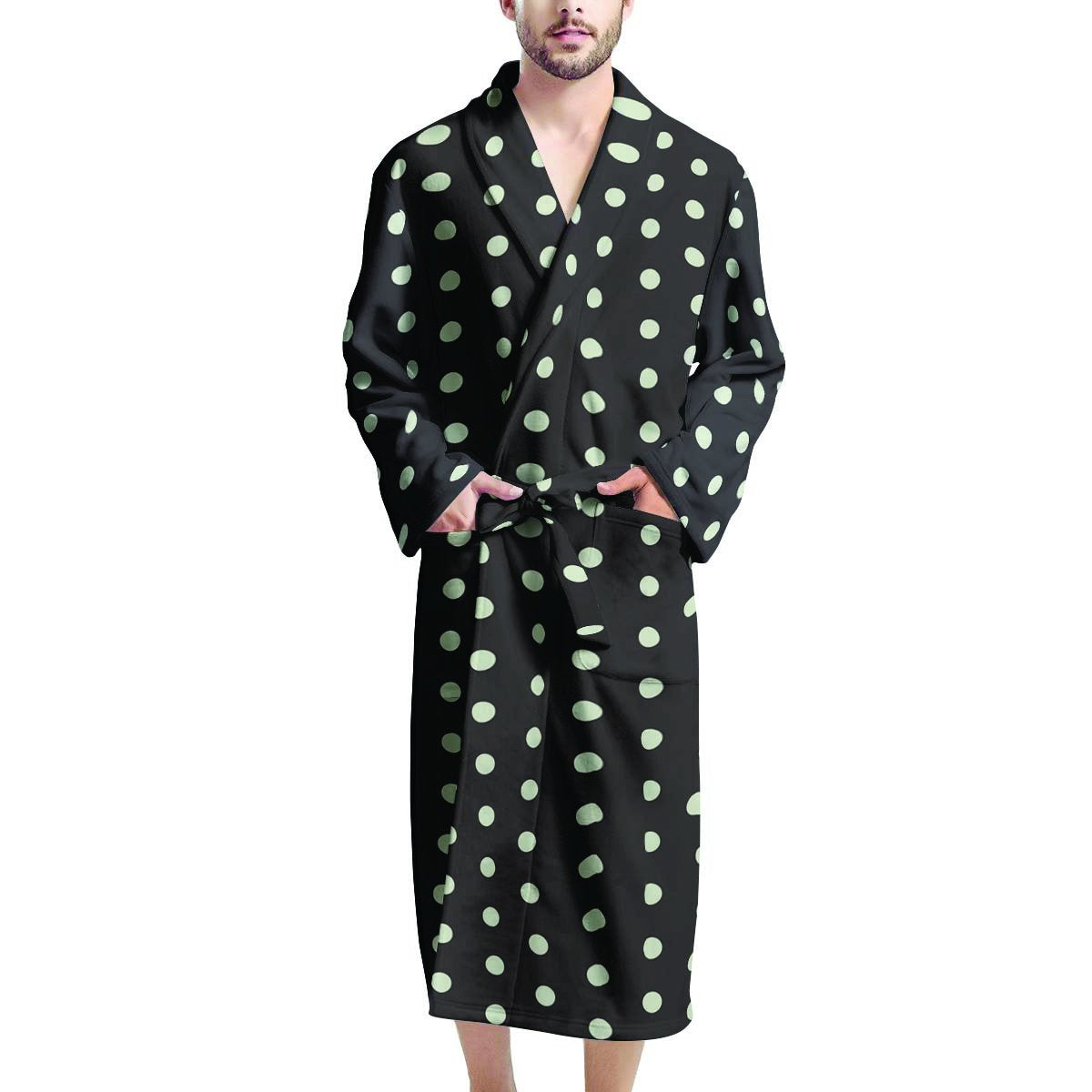 Black And White Polka Dot Men's Robe-grizzshop