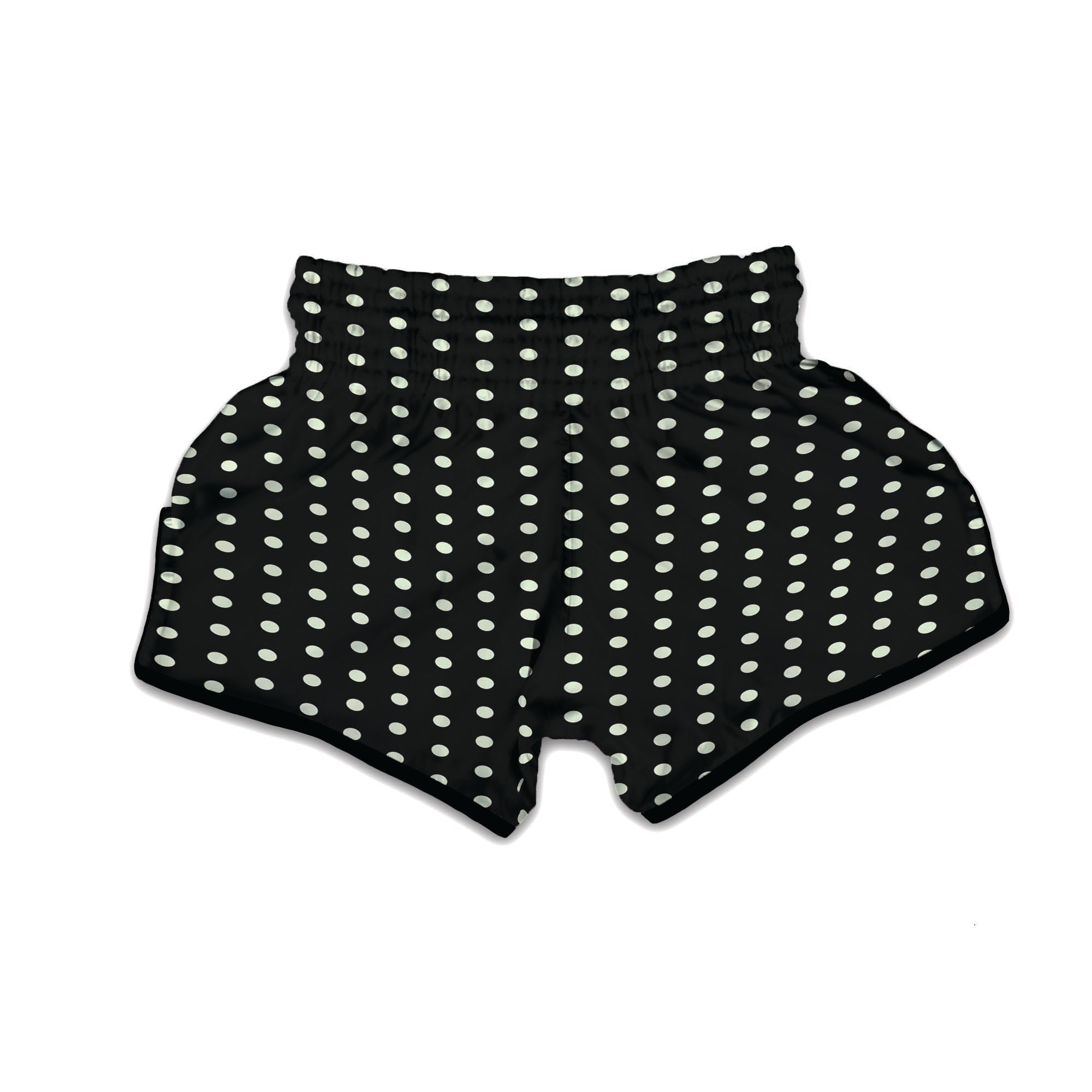 Black And White Polka Dot Muay Thai Boxing Shorts-grizzshop