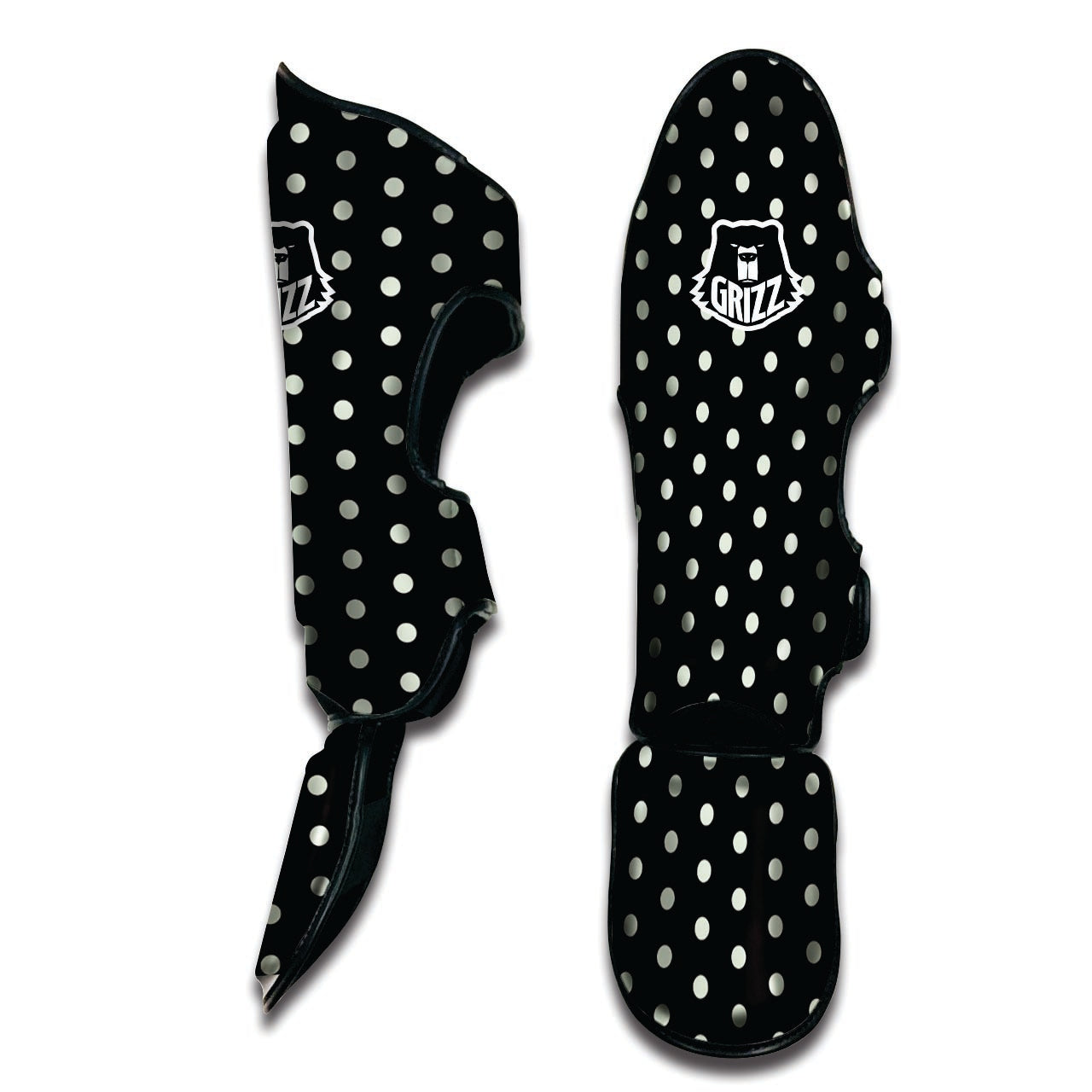 Black And White Polka Dot Muay Thai Shin Guard-grizzshop