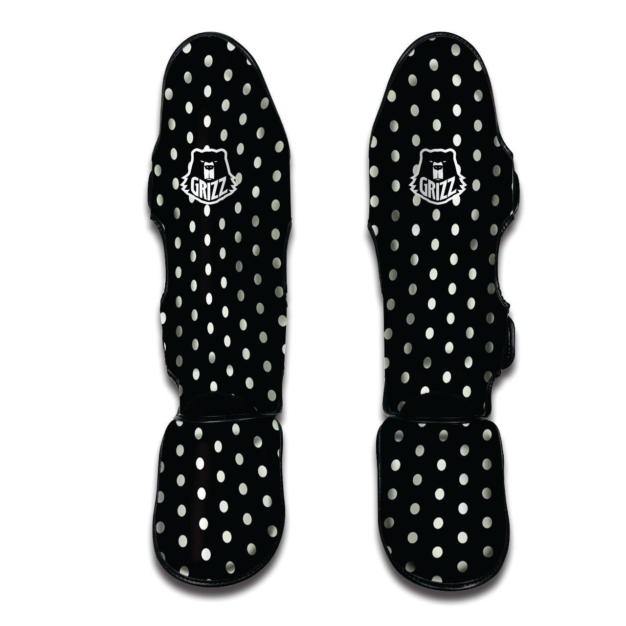 Black And White Polka Dot Muay Thai Shin Guard-grizzshop